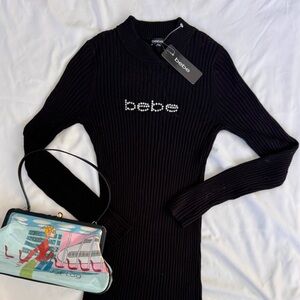 Y2K Bebe Black bedazzled pencil dress